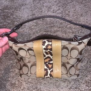 Coach leopard mini hobo handbag
